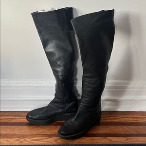 Stuart Weitzman Realeasy Leather Knee-High Platform Boots